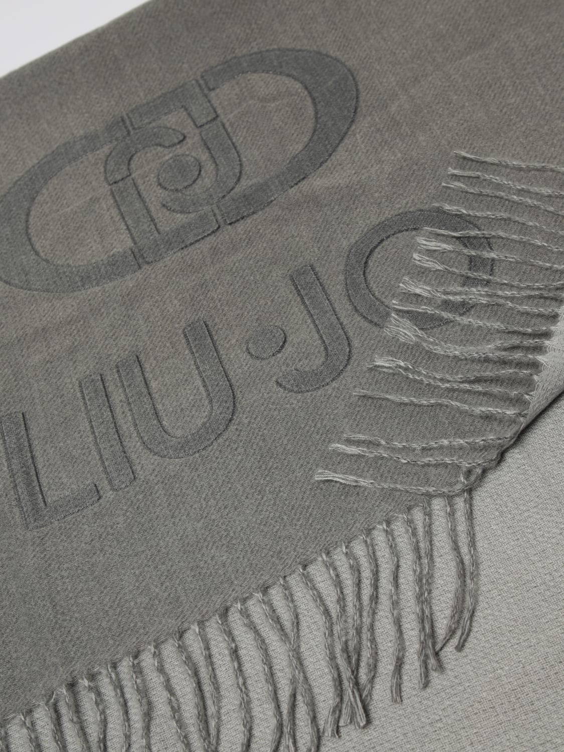 LIU JO SCIARPA: Stola Liu Jo in viscosa con logo jacquard, Grigio - Img 3