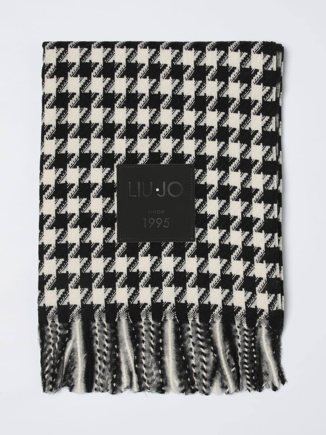 LIU JO SCIARPA: Sciarpa Liu Jo in in tessuto con motivo pied de poule, Nero - Img 1