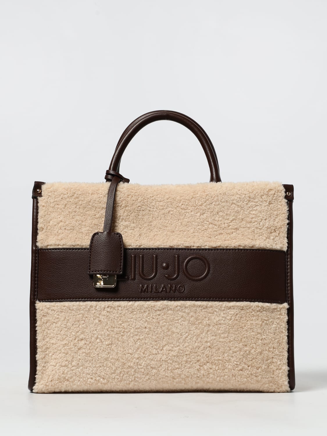 LIU JO BORSA A MANO: Borsa Liu Jo in pelle e pelliccia sintetica , Naturale - Img 1