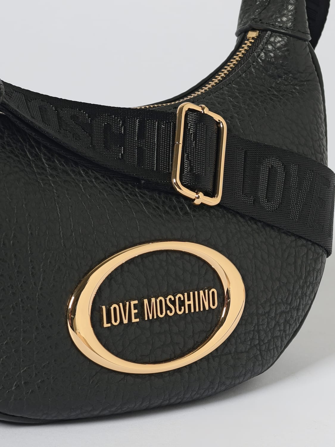 LOVE MOSCHINO BORSA A TRACOLLA: Borsa Love Moschino in misto pelle a grana , Nero - Img 3