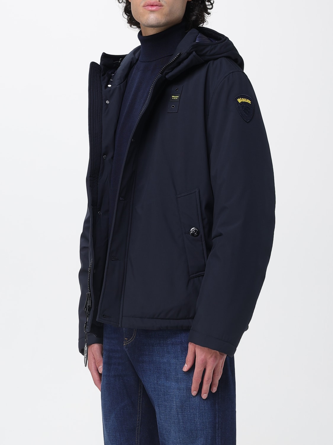 BLAUER GIACCA: Giacca con cappuccio Blauer in neoprene leggero, Blue - Img 3