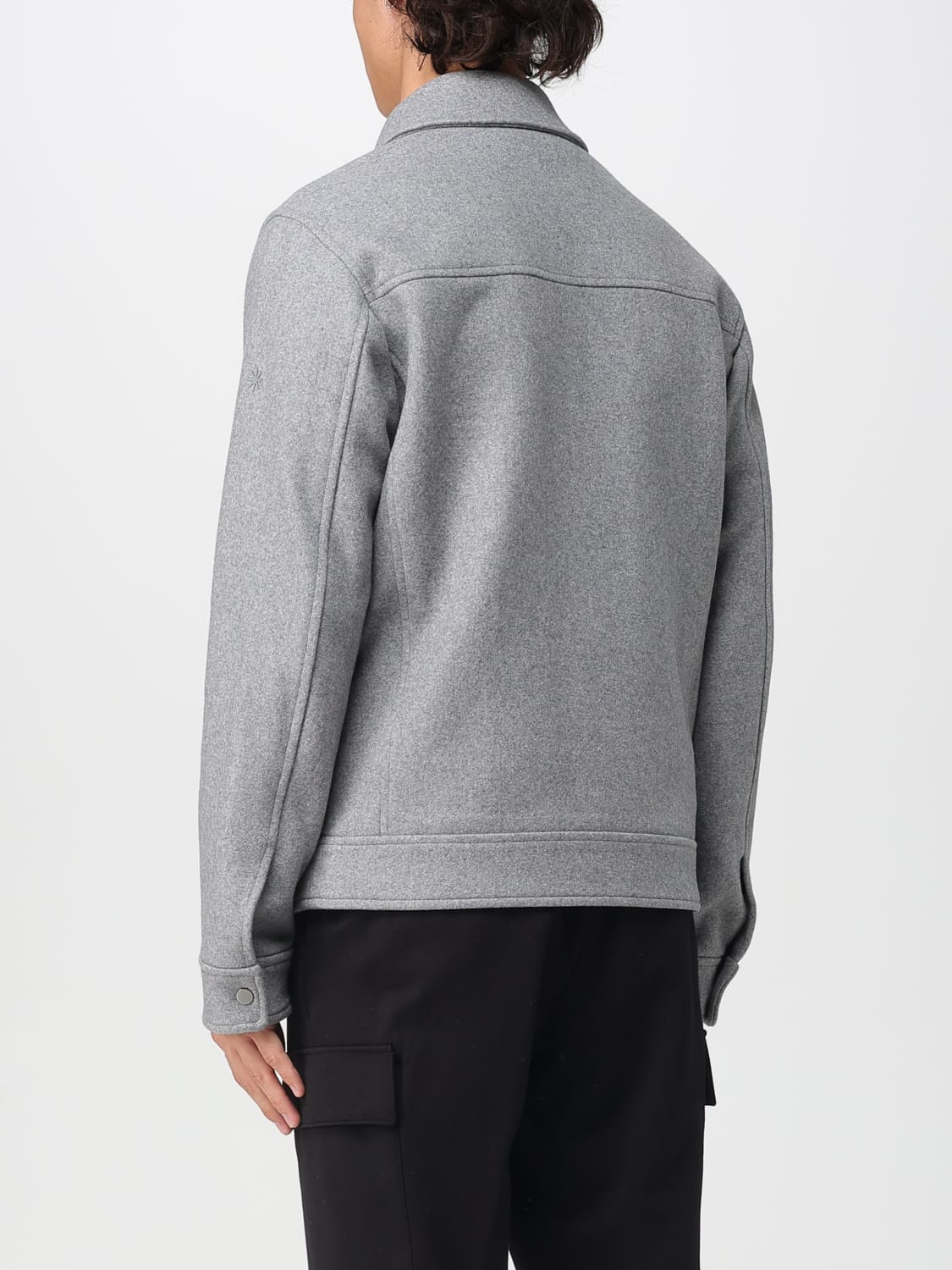 MANUEL RITZ GIACCA: Giacca camicia in panno di misto lana Manuel Ritz, Grigio - Img 2