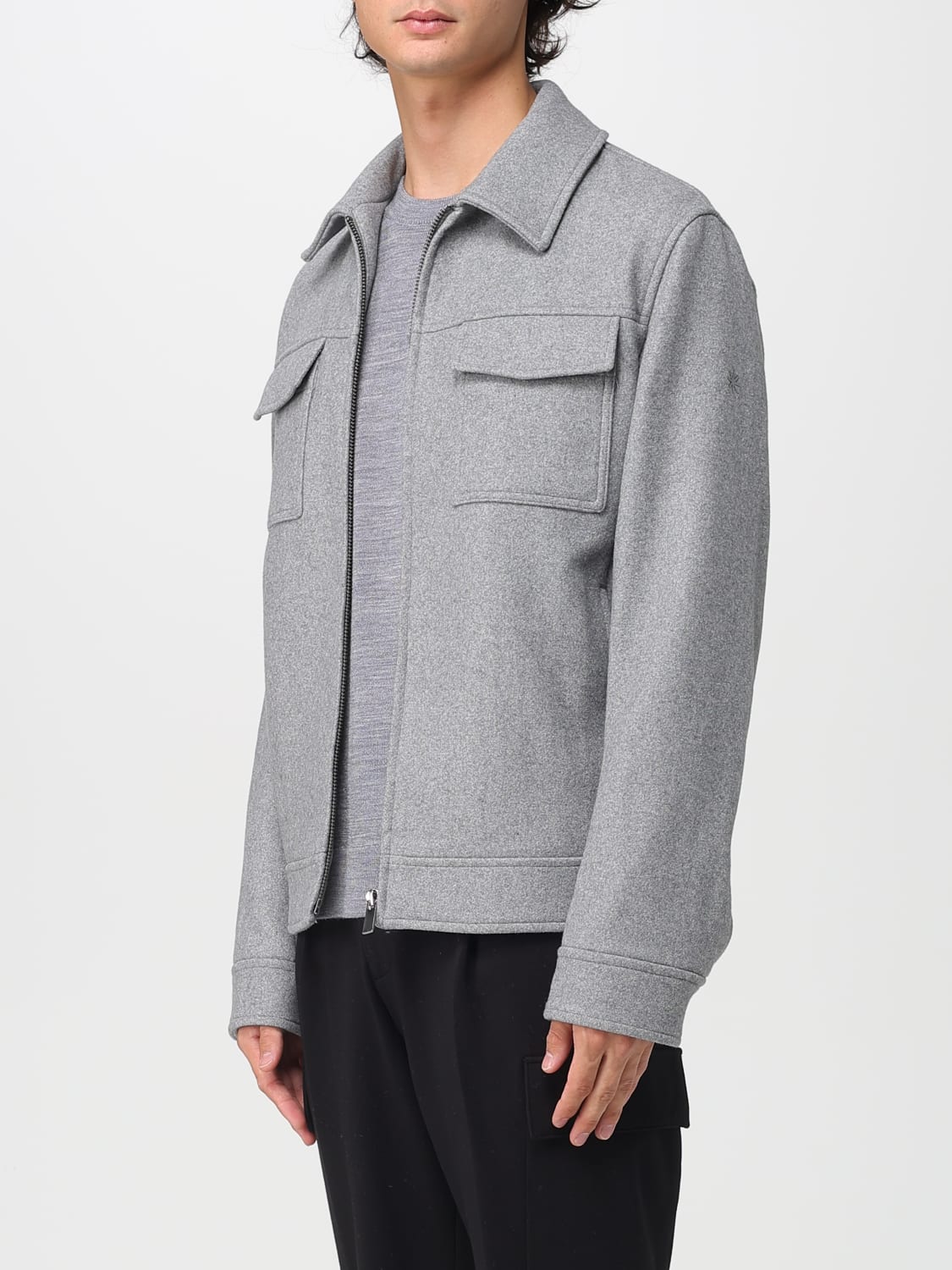 MANUEL RITZ GIACCA: Giacca camicia in panno di misto lana Manuel Ritz, Grigio - Img 3