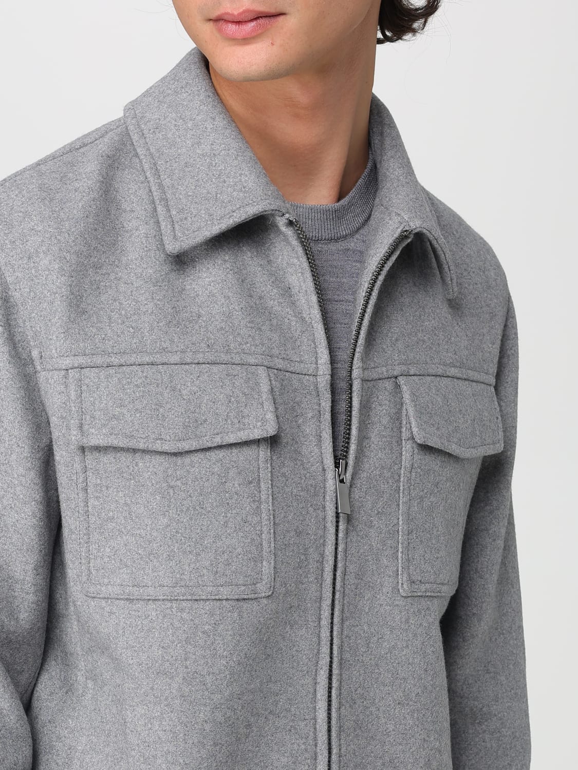 MANUEL RITZ GIACCA: Giacca camicia in panno di misto lana Manuel Ritz, Grigio - Img 4