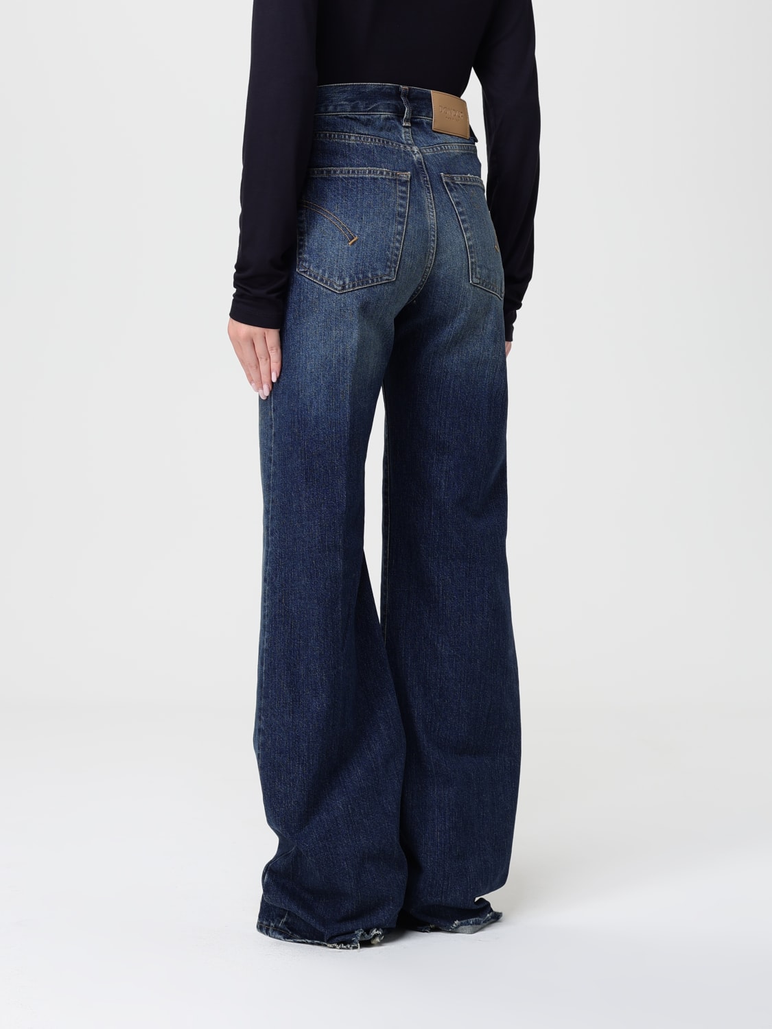 DONDUP JEANS: Pantalone flared Dondup in cotone , Denim - Img 2