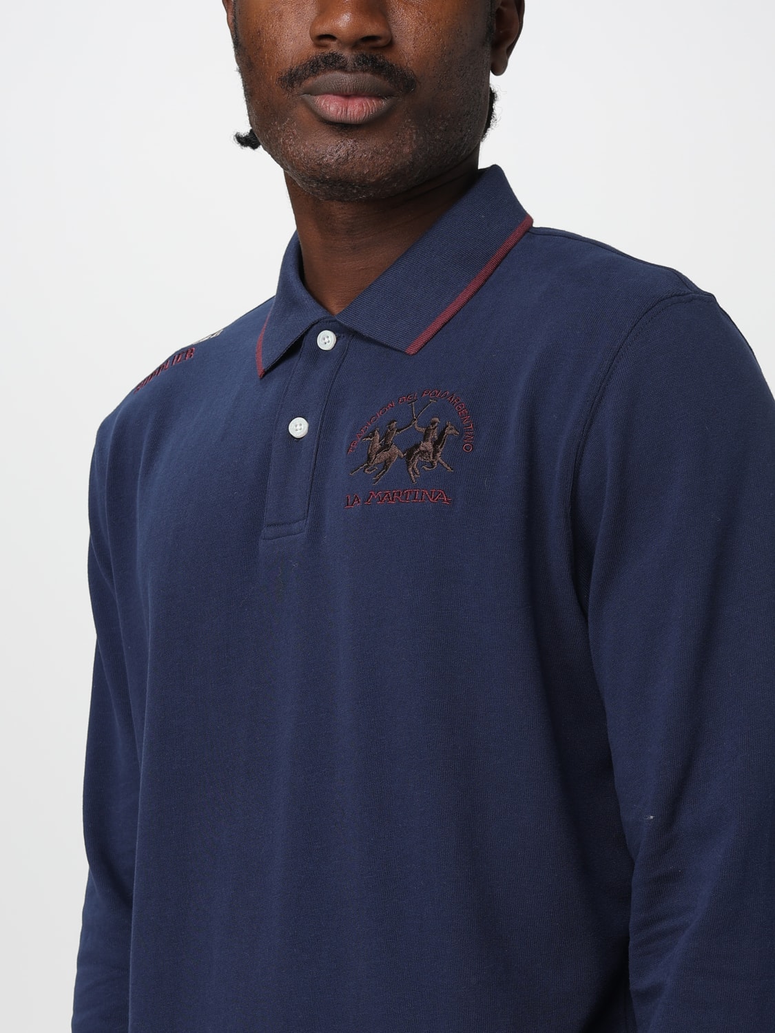 LA MARTINA POLO: Polo La Martina in cotone con logo , Blue - Img 3