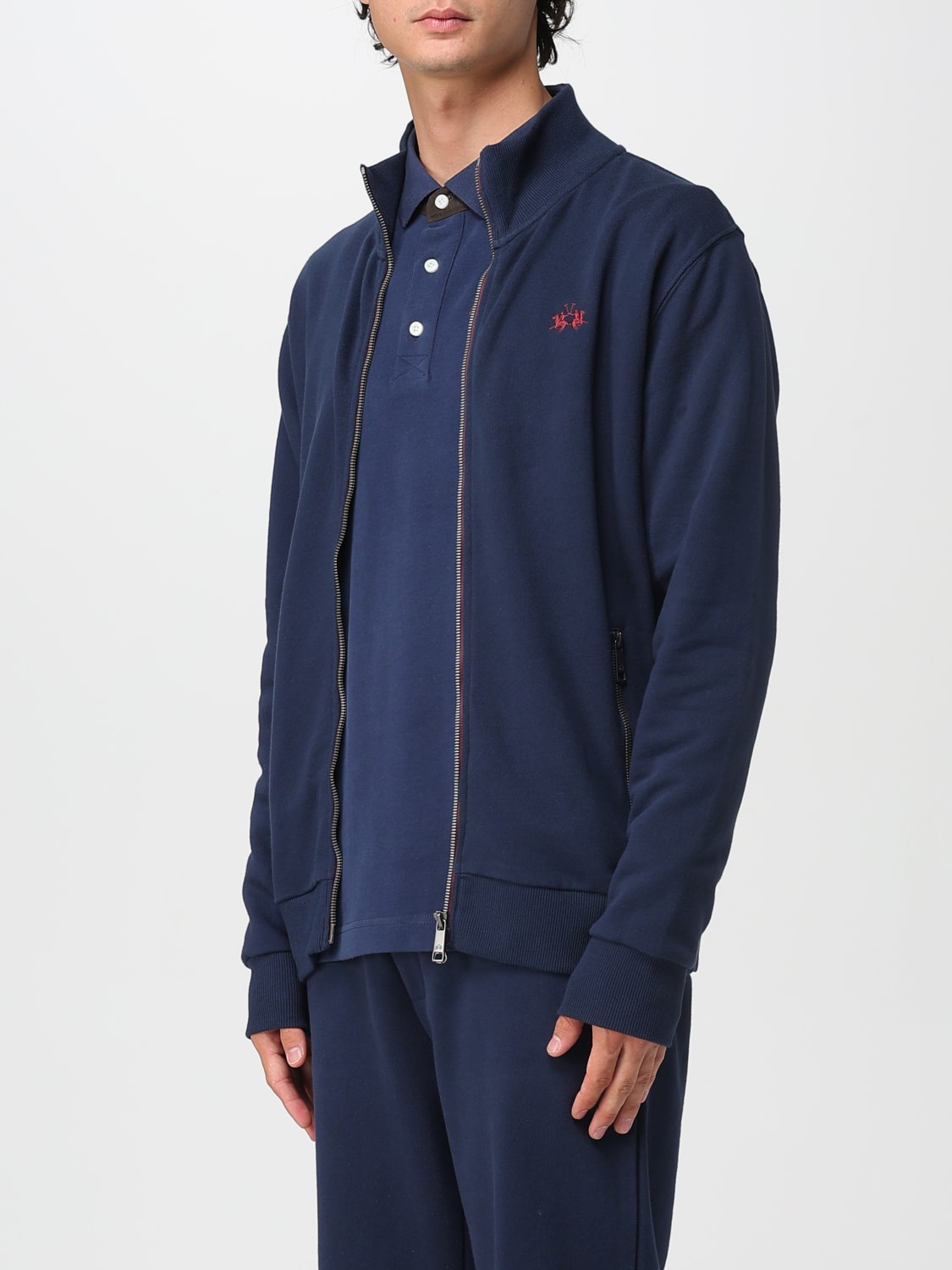 LA MARTINA FELPA: Felpa con zip e logo La Martina, Blue - Img 3