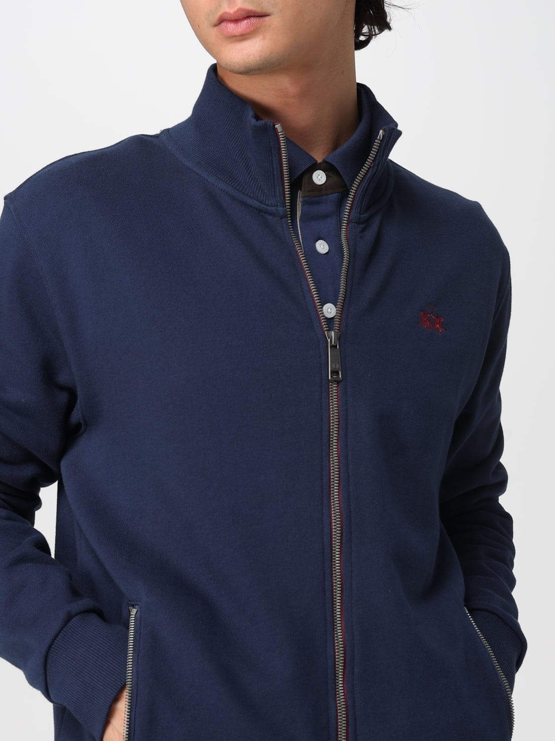 LA MARTINA FELPA: Felpa con zip e logo La Martina, Blue - Img 4