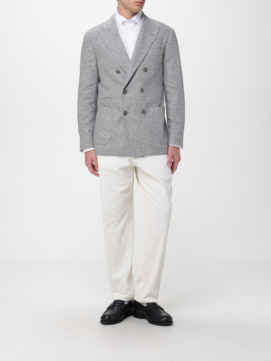 BRUNELLO CUCINELLI GIACCA: Blazer doppiopetto Brunello Cucinelli in lana e cashmere , Grigio - Img 2