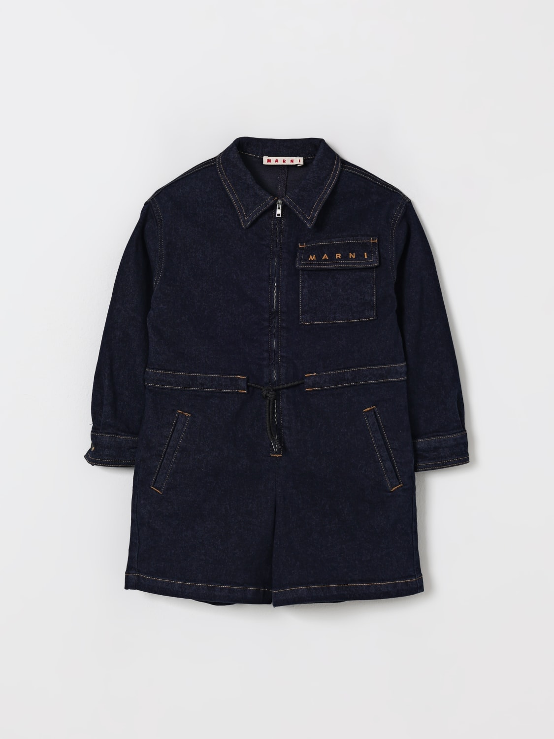 MARNI TUTA: Tuta di jeans con logo Marni, Blue - Img 1