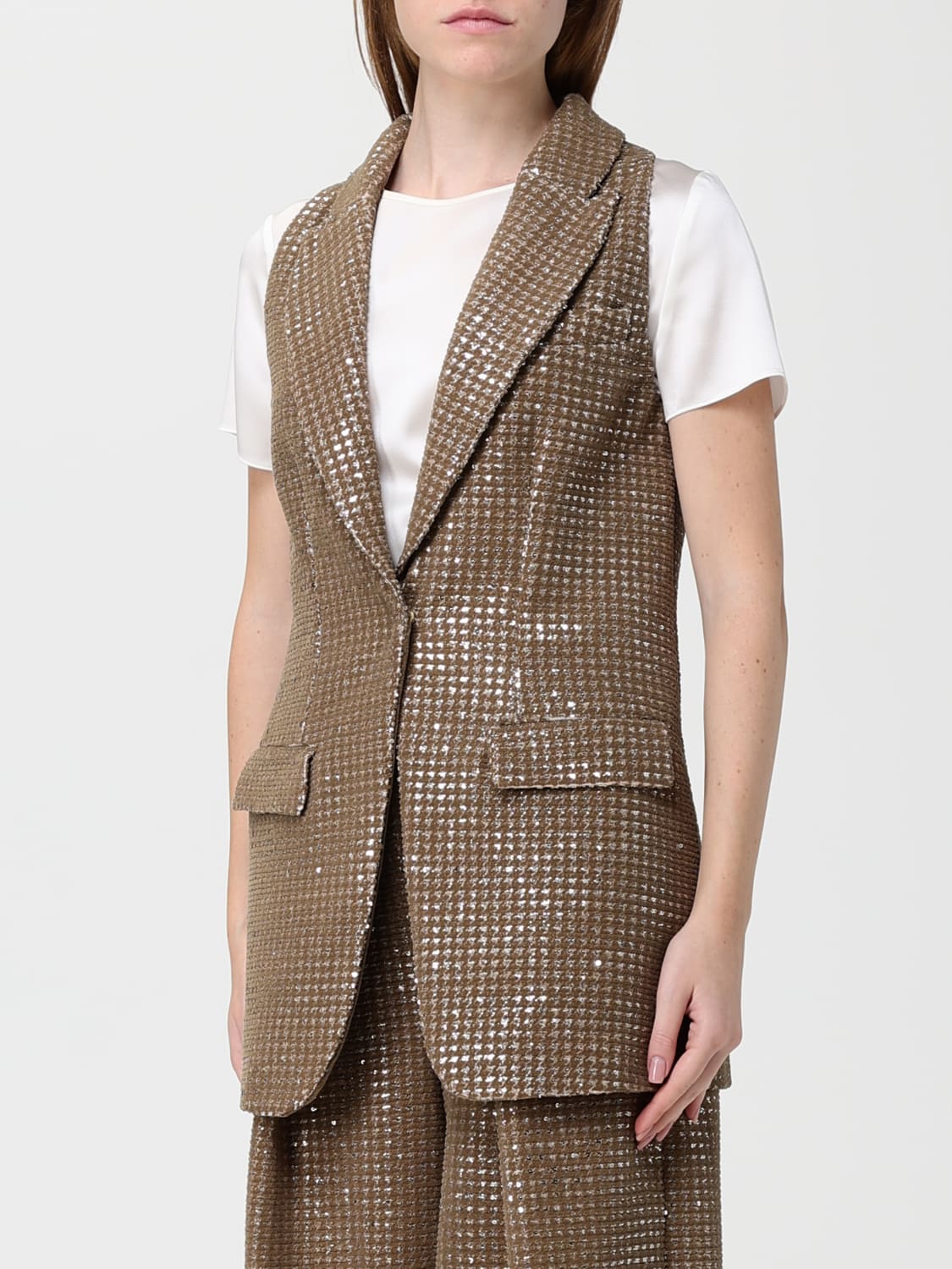 GIORGIO ARMANI WAISTCOAT: Sweater woman Giorgio Armani, Beige - Img 4