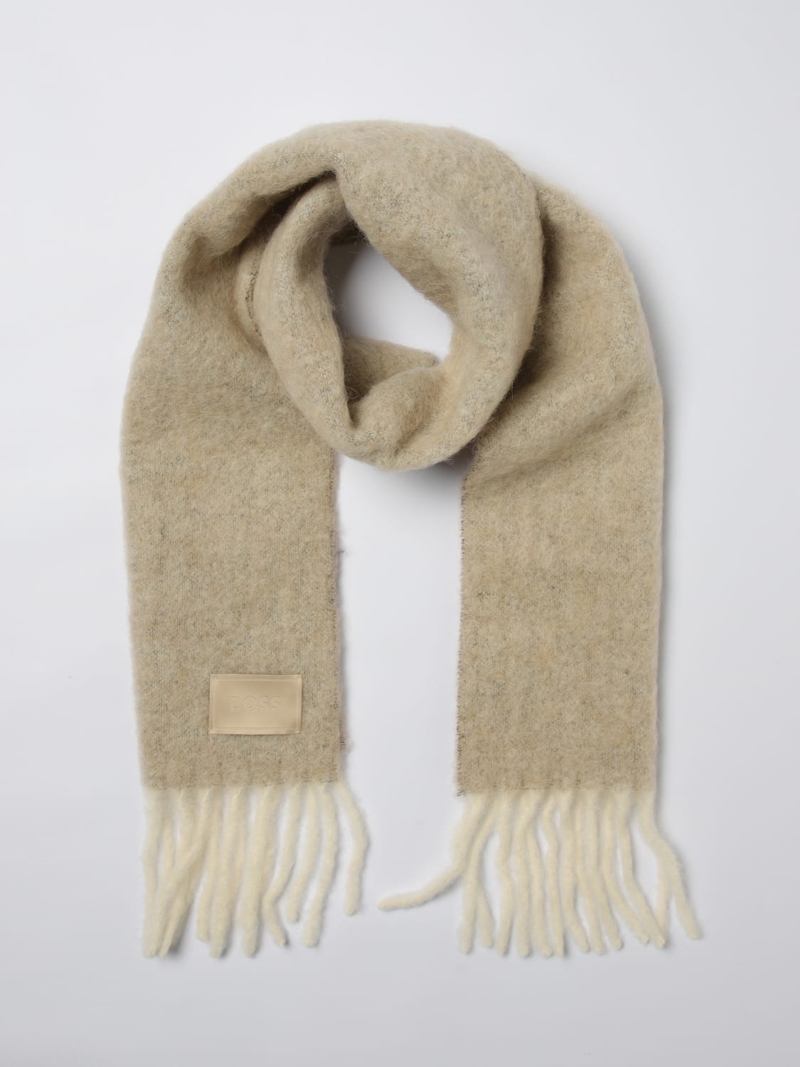 BOSS SCIARPA: Sciarpa Boss in misto lana di alpaca , Beige - Img 2