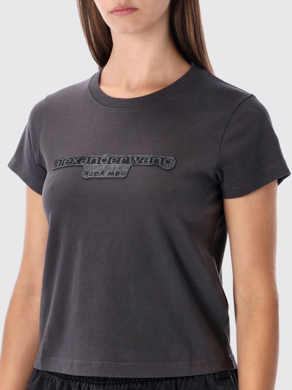 ALEXANDER WANG T-SHIRTS: T-shirt in cotone con logo Alexander Wang, Nero - Img 3