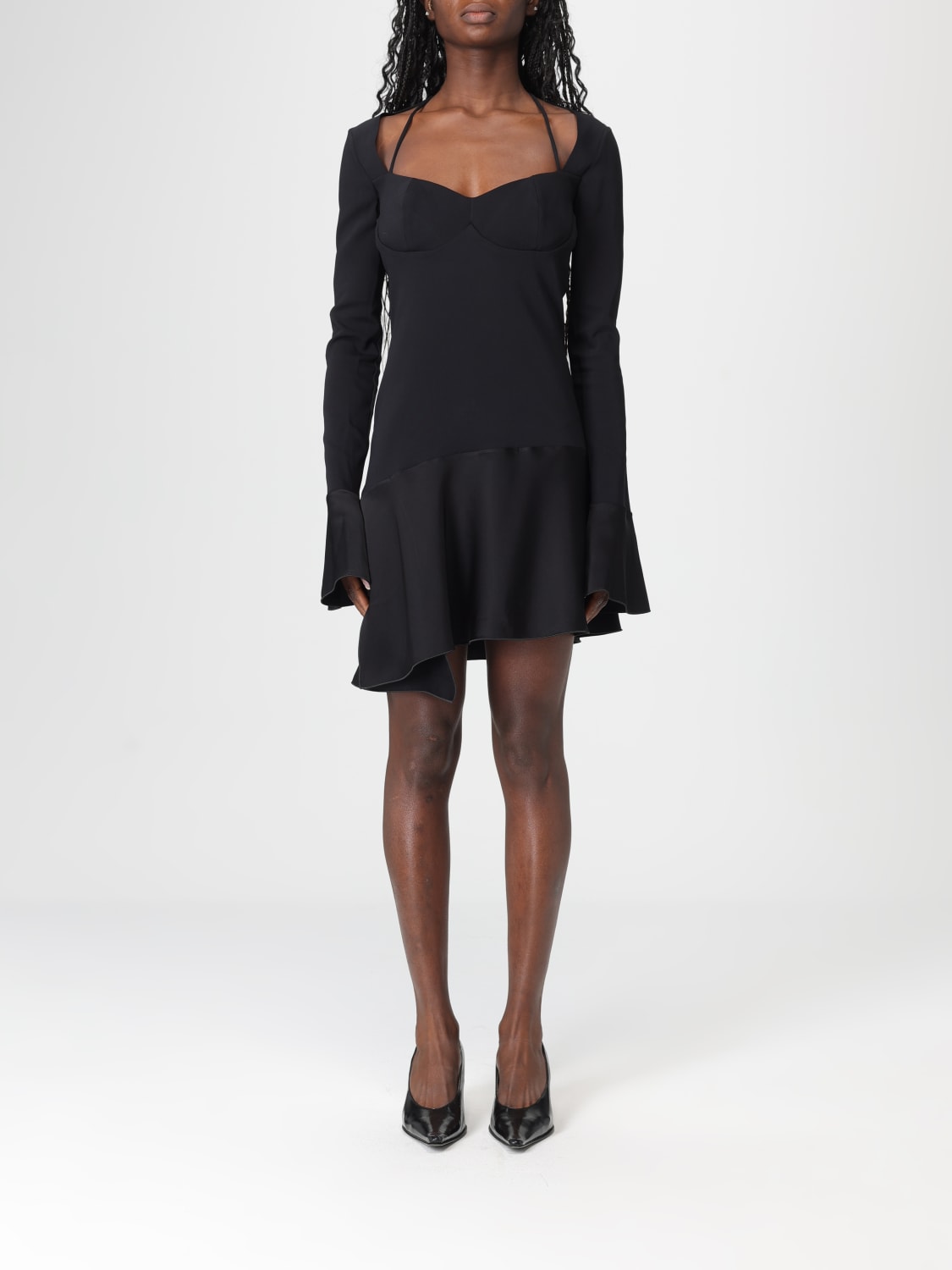 LES FILLES D'EVA ABITO: Abito asimmetrico Les Filles D'eva in misto viscosa , Nero - Img 1