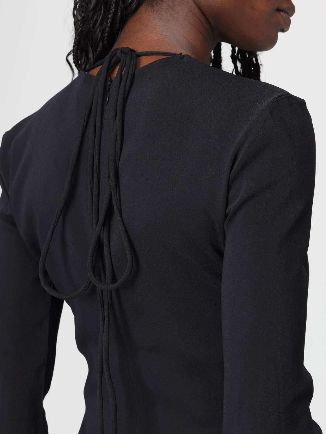 LES FILLES D'EVA ABITO: Abito asimmetrico Les Filles D'eva in misto viscosa , Nero - Img 3