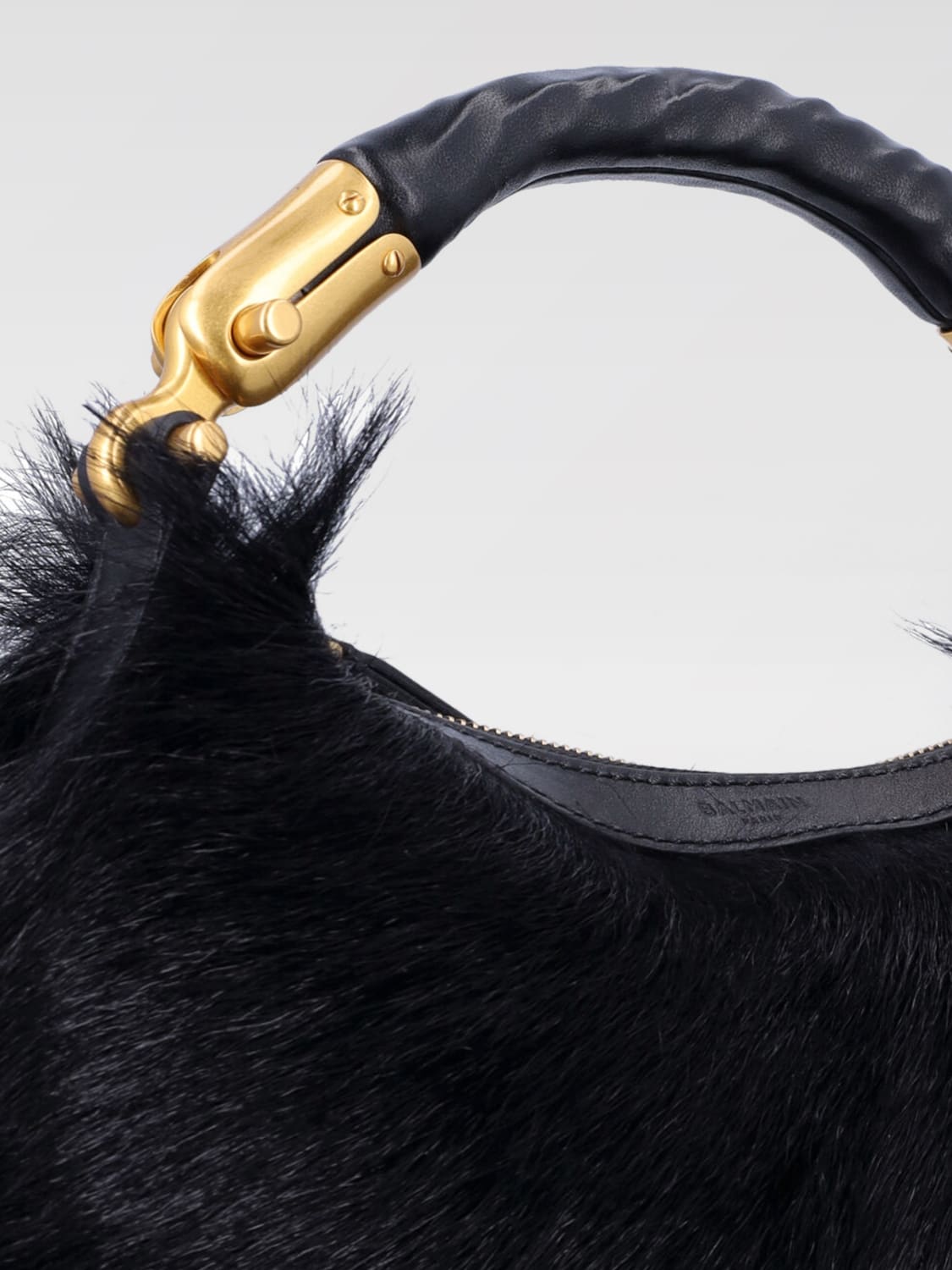 BALMAIN BORSA A MANO: Borsa Balmain in pelliccia , Nero - Img 3