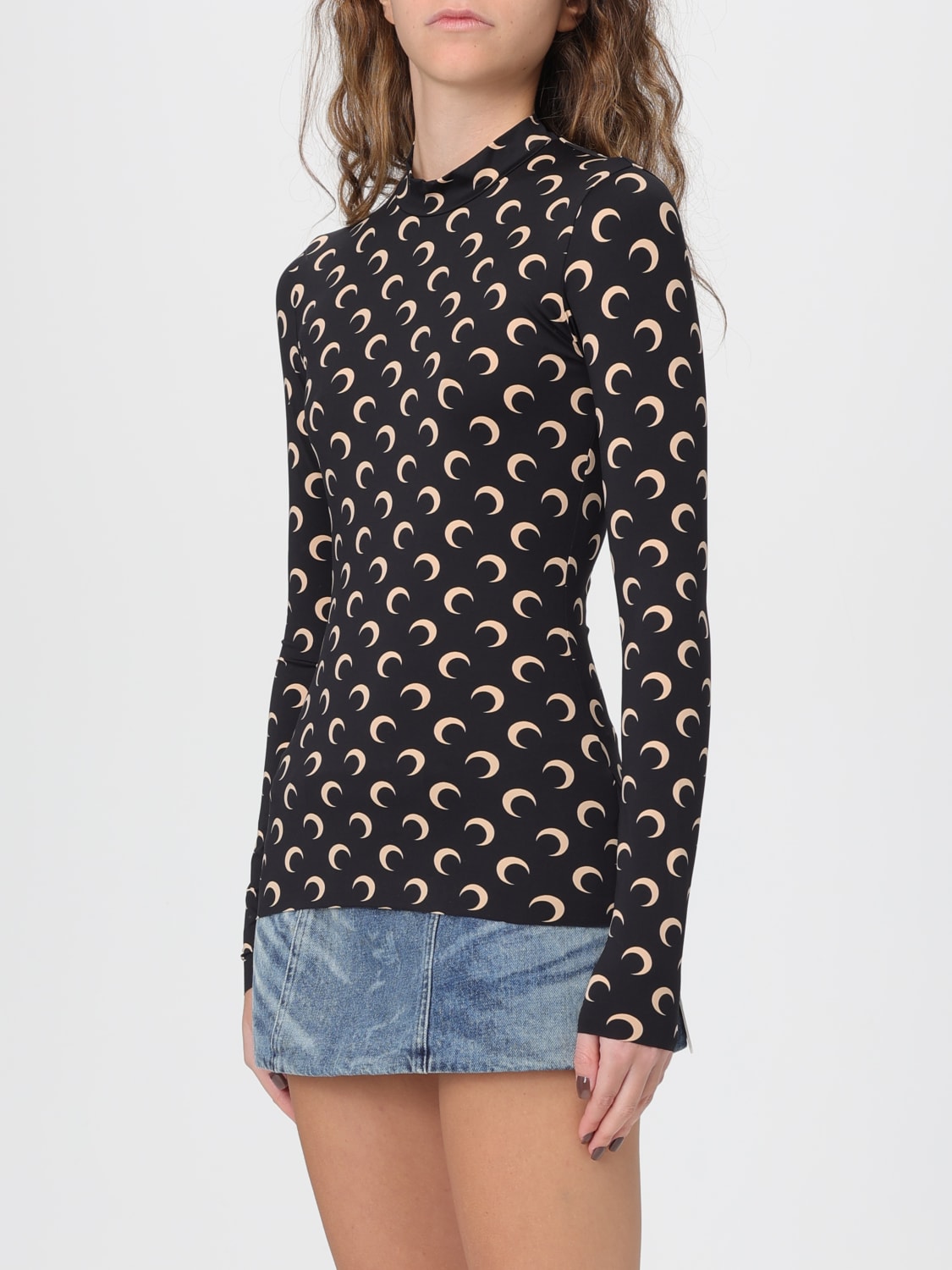 MARINE SERRE 上衣: 上衣 女士 Marine Serre, 黑色 - Img 3