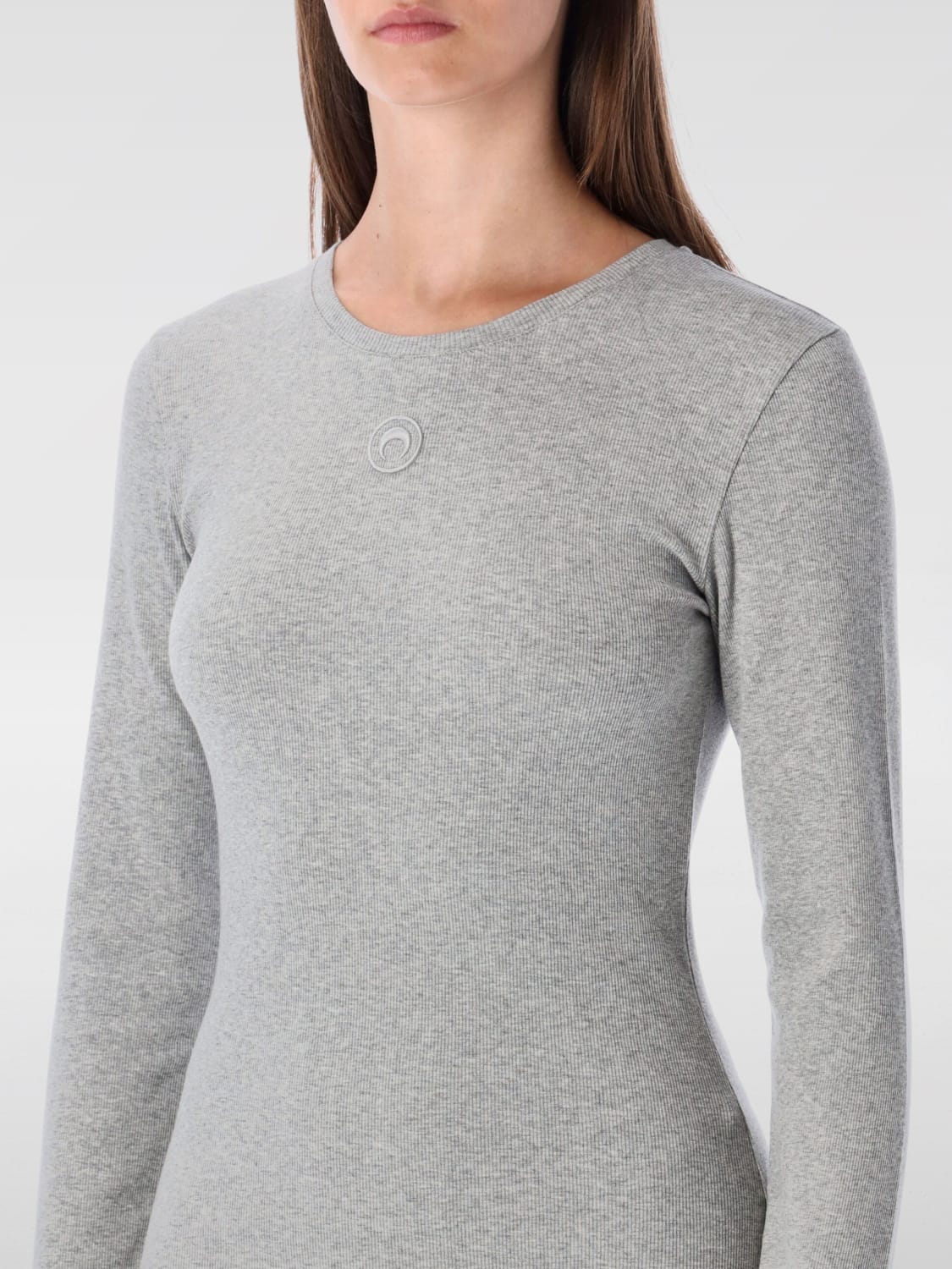 MARINE SERRE ABITO: Abito mini Marine Serre in cotone organico , Grigio - Img 3