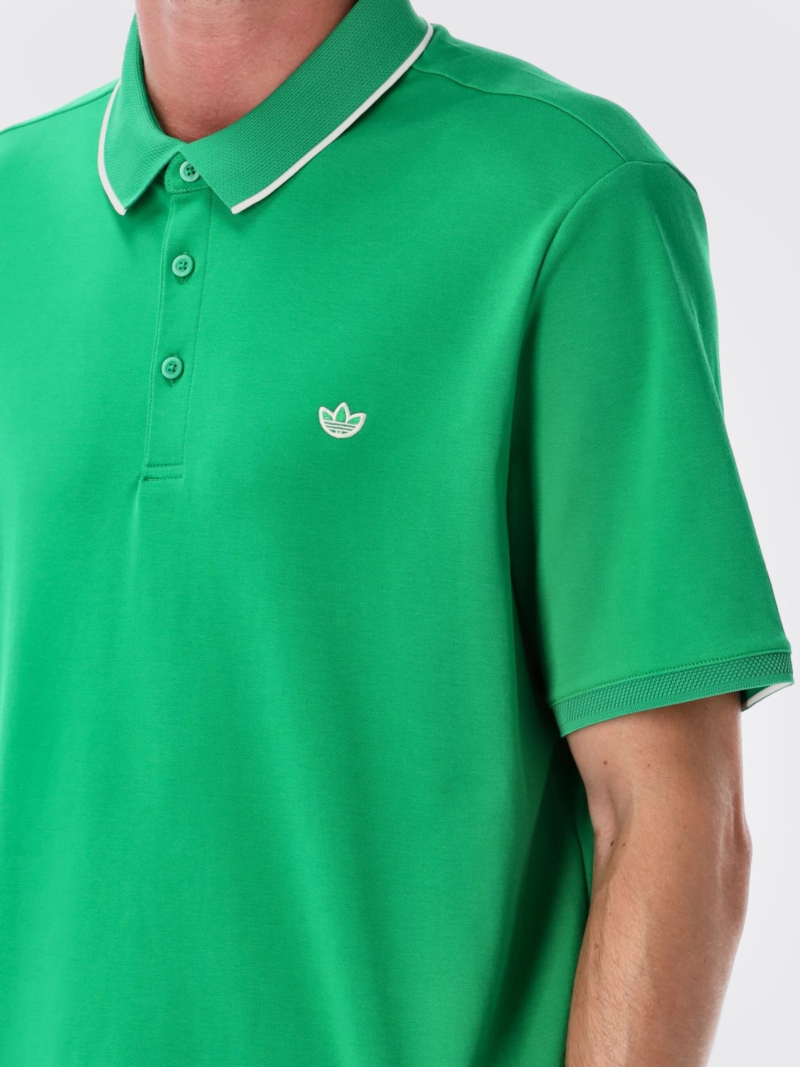 ADIDAS ORIGINALS POLO: Polo in misto cotone Adidas Originals, Verde - Img 3