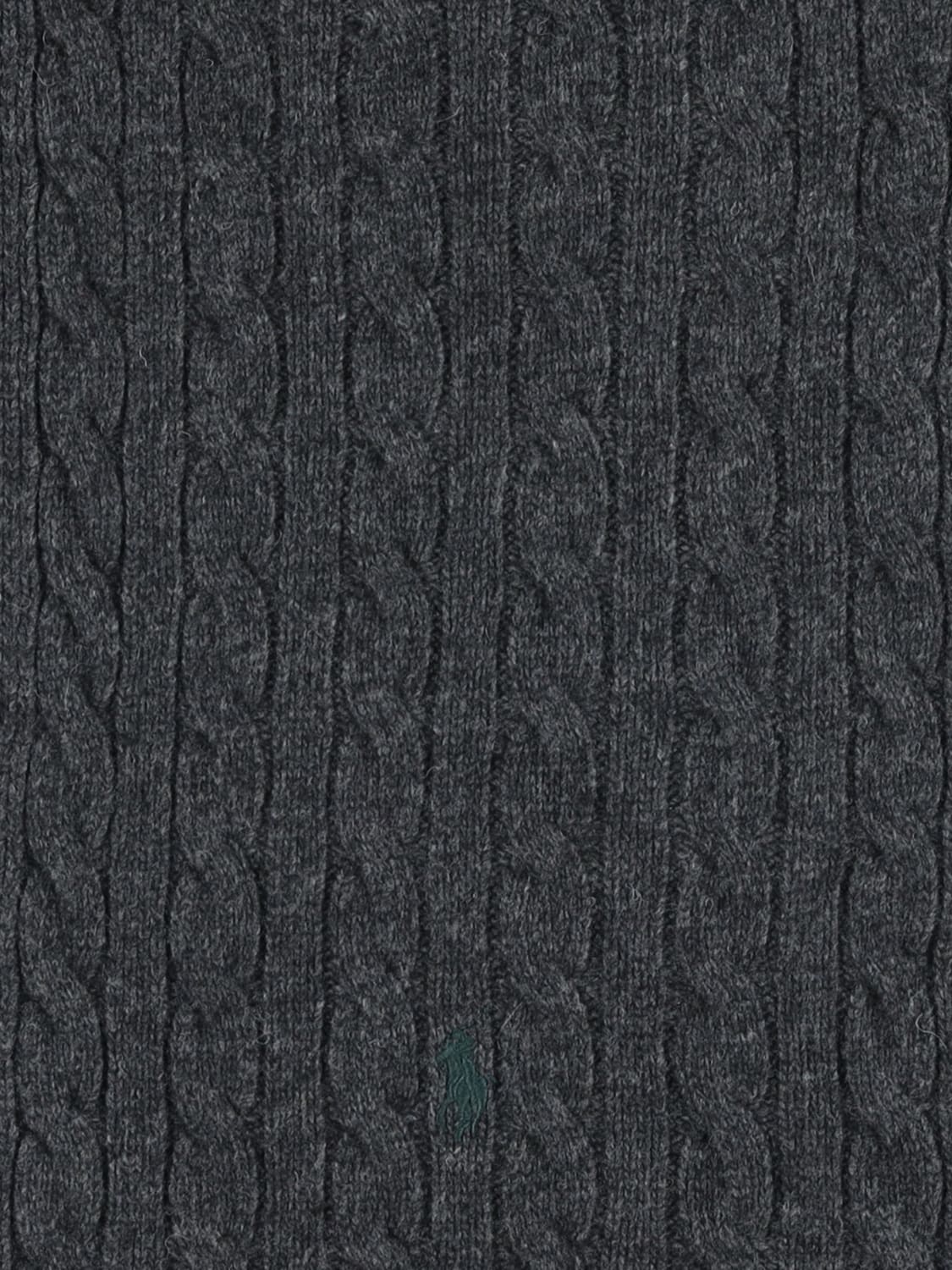 POLO RALPH LAUREN SCIARPA: Sciarpa Polo Ralph Lauren in lana a coste intrecciate , Grigio - Img 3