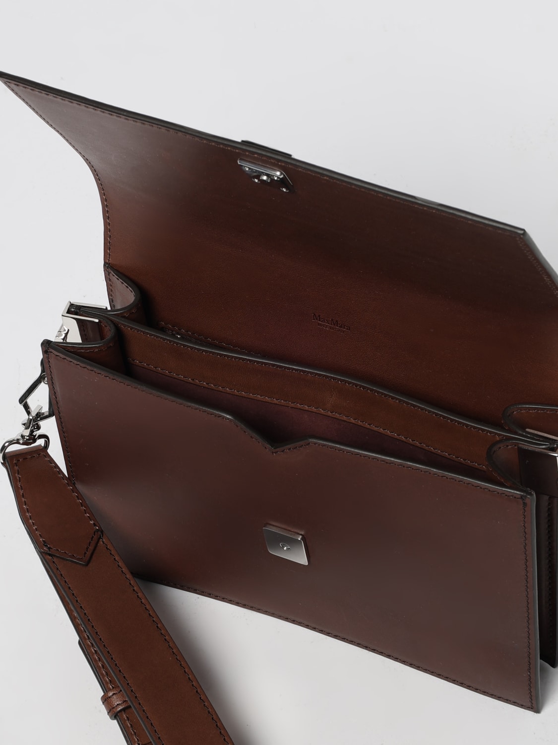 MAX MARA BORSA MINI: Borsa Biancaroughs Max Mara in pelle, Noce - Img 5