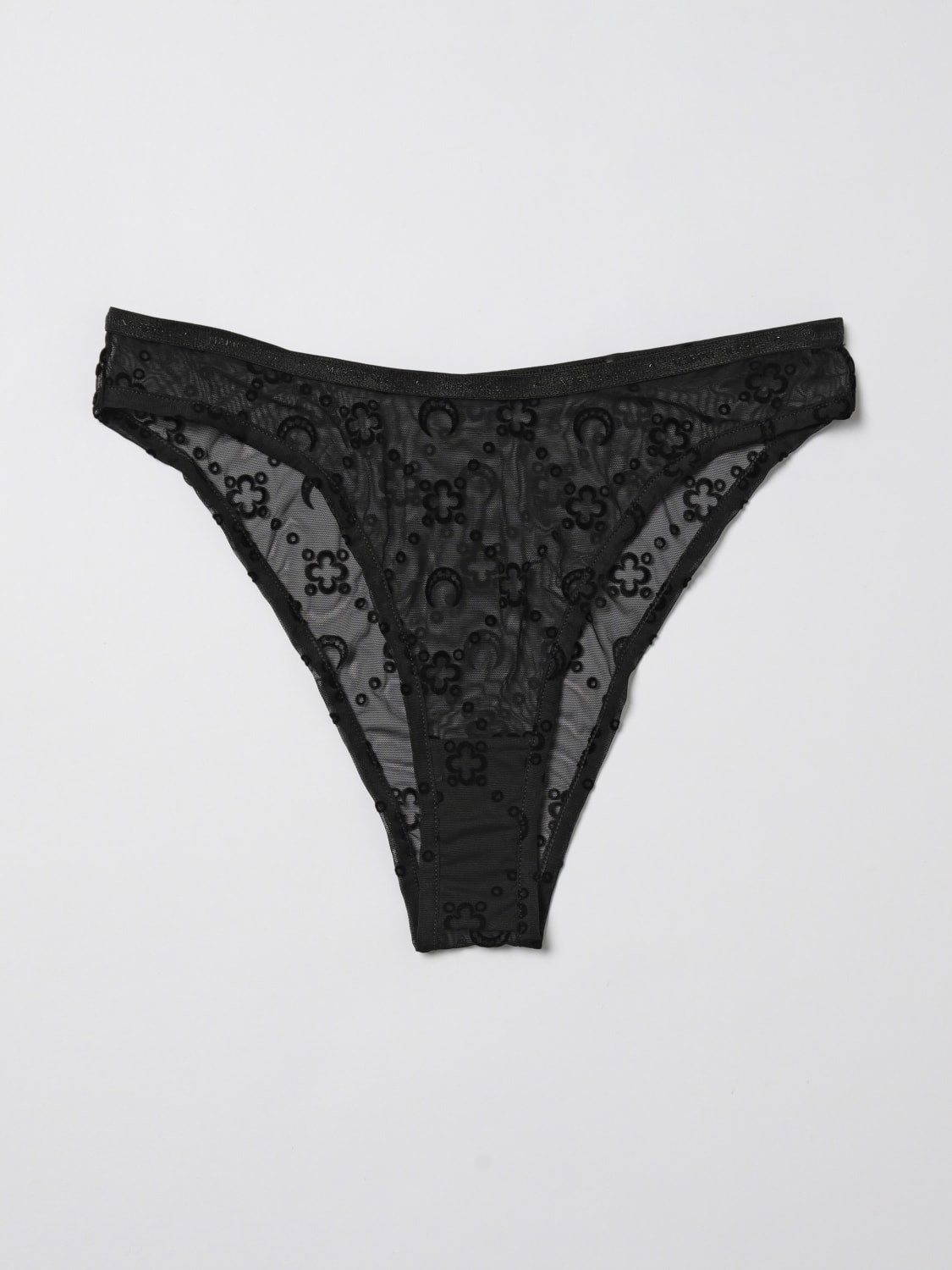 MARINE SERRE INTIMO: Slip Marine Serre in mesh riciclato con Crescent Moon all over , Nero - Img 1