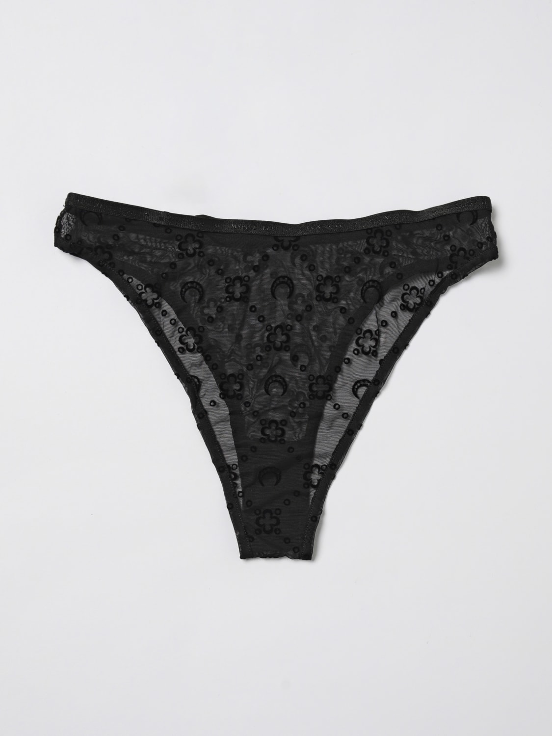 MARINE SERRE INTIMO: Slip Marine Serre in mesh riciclato con Crescent Moon all over , Nero - Img 2