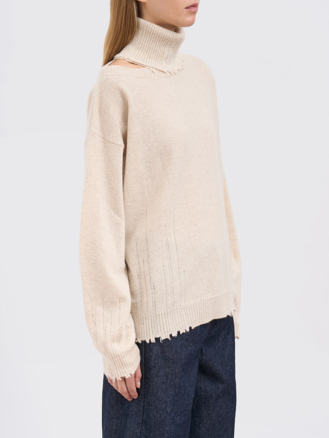 UMA WANG MAGLIA: Pullover dolcevita Uma Wang in cashmere , Panna - Img 3