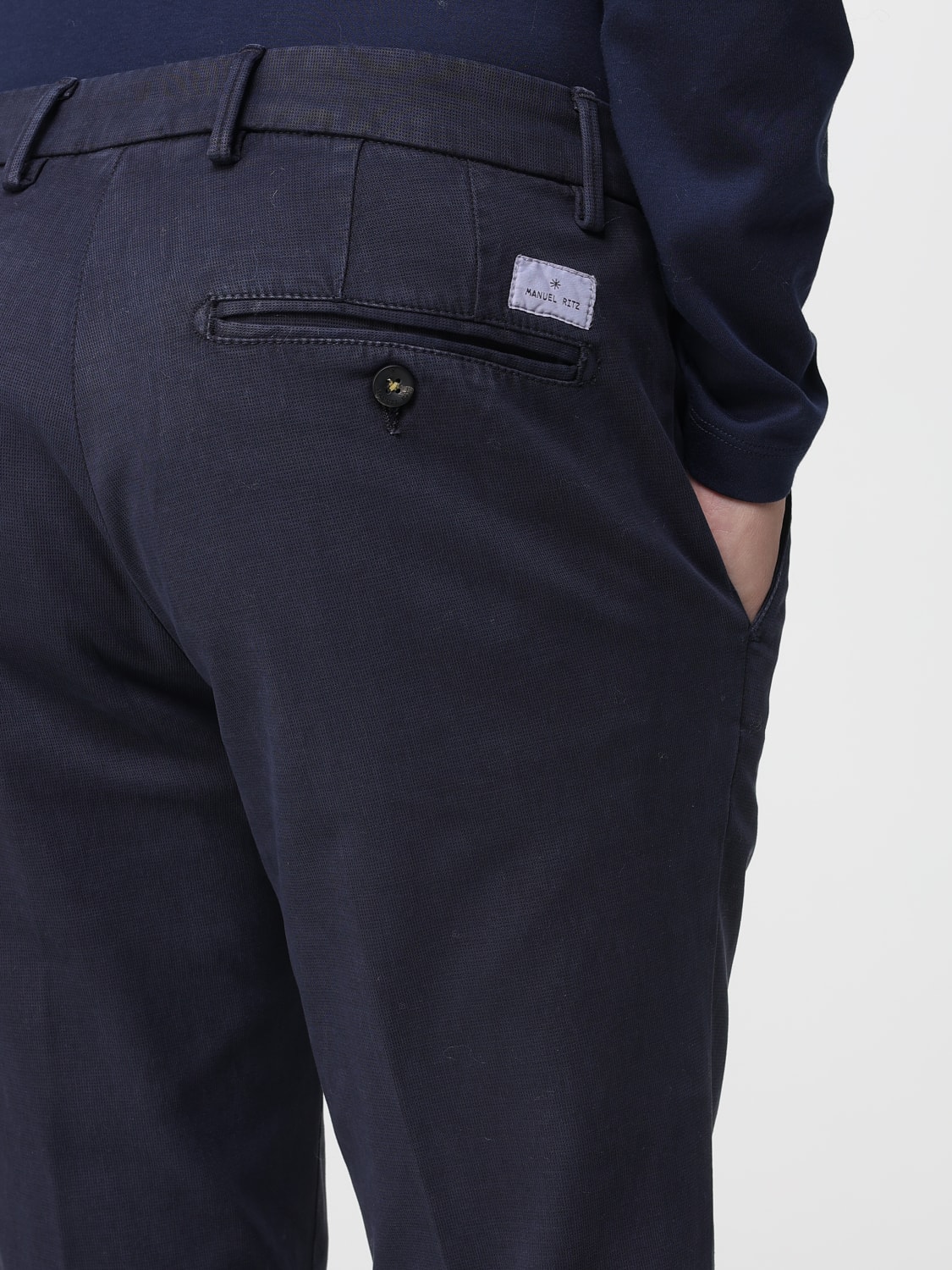MANUEL RITZ 裤子: 裤子 男士 Manuel Ritz, 蓝色 - Img 3