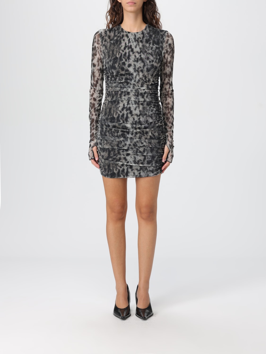 ANIYE BY ABITO: Abito mini Aniye by in jersey con stampa animalier , Grigio - Img 1