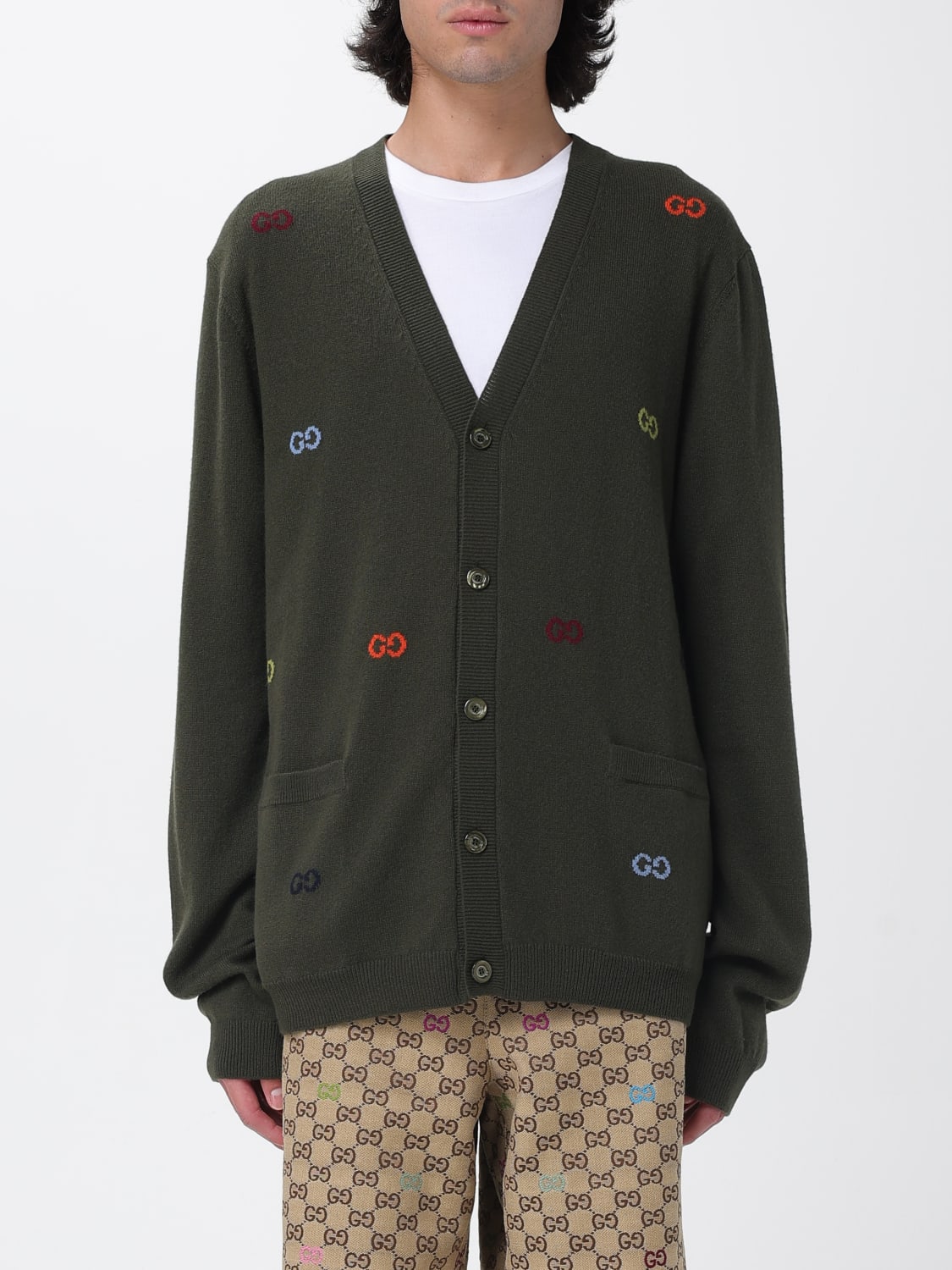 GUCCI PULL: Cardigan homme Gucci, Vert - Img 1