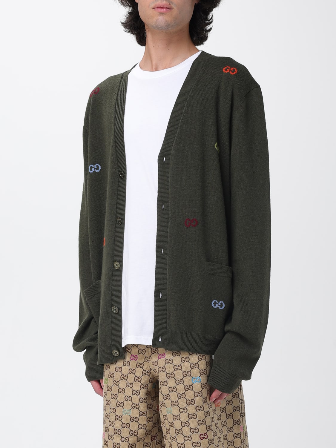 GUCCI PULL: Cardigan homme Gucci, Vert - Img 4