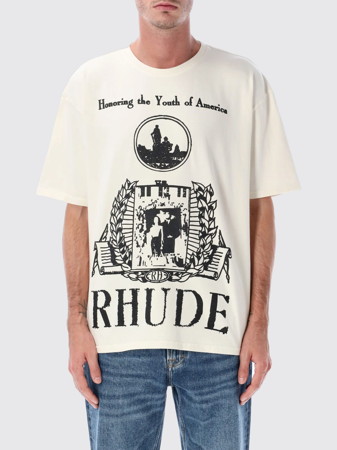 RHUDE CAMISETA: Camiseta hombre Rhude, Blanco - Img 1