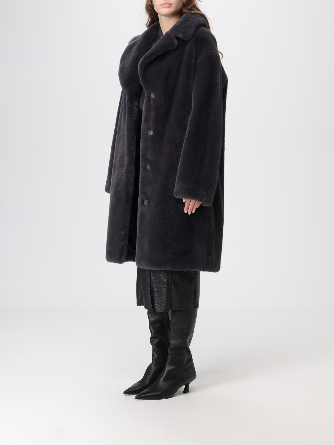 STAND STUDIO ABRIGO DE PIEL: Abrigo mujer Stand Studio, Gris - Img 3