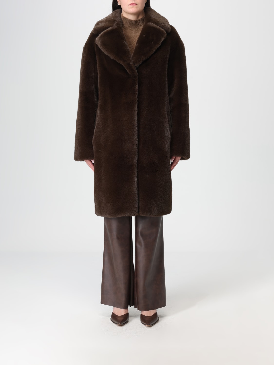STAND STUDIO FUR COAT: Coat woman Stand Studio, Brown - Img 1