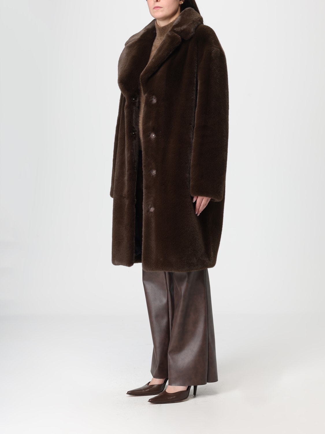 STAND STUDIO FUR COAT: Coat woman Stand Studio, Brown - Img 3
