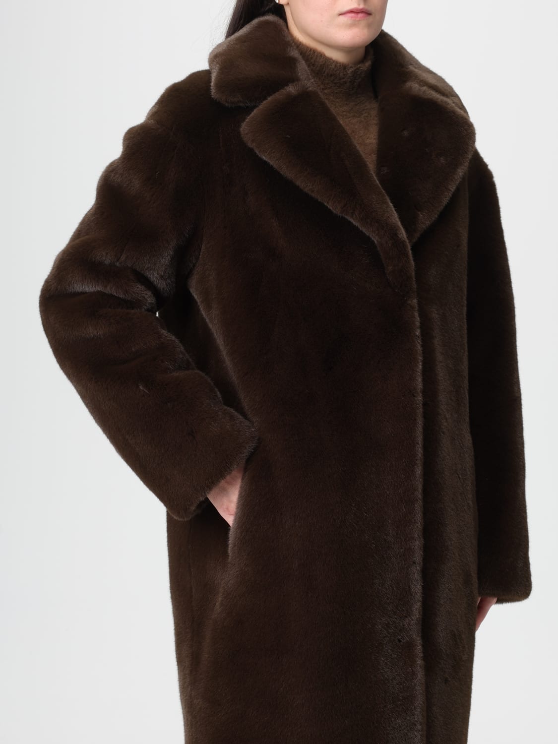 STAND STUDIO FUR COAT: Coat woman Stand Studio, Brown - Img 4