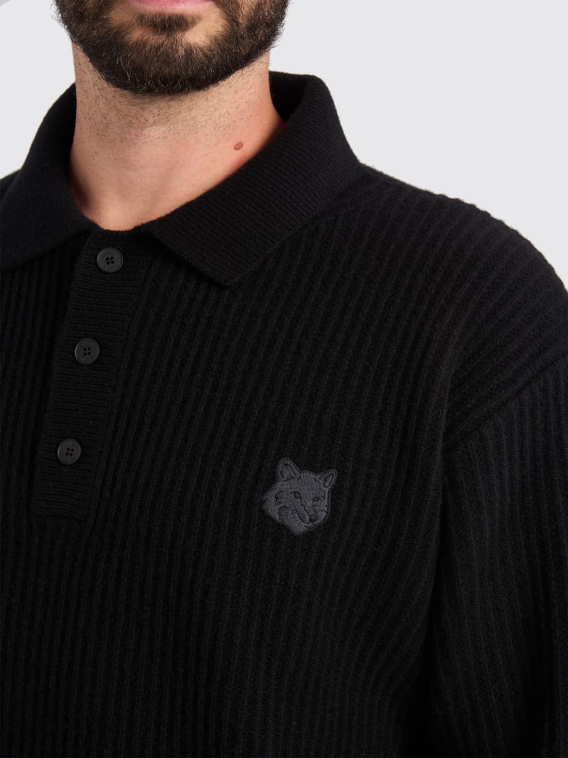 MAISON KITSUNÉ POLO SHIRT: Sweater men Maison KitsunÉ, Black - Img 4