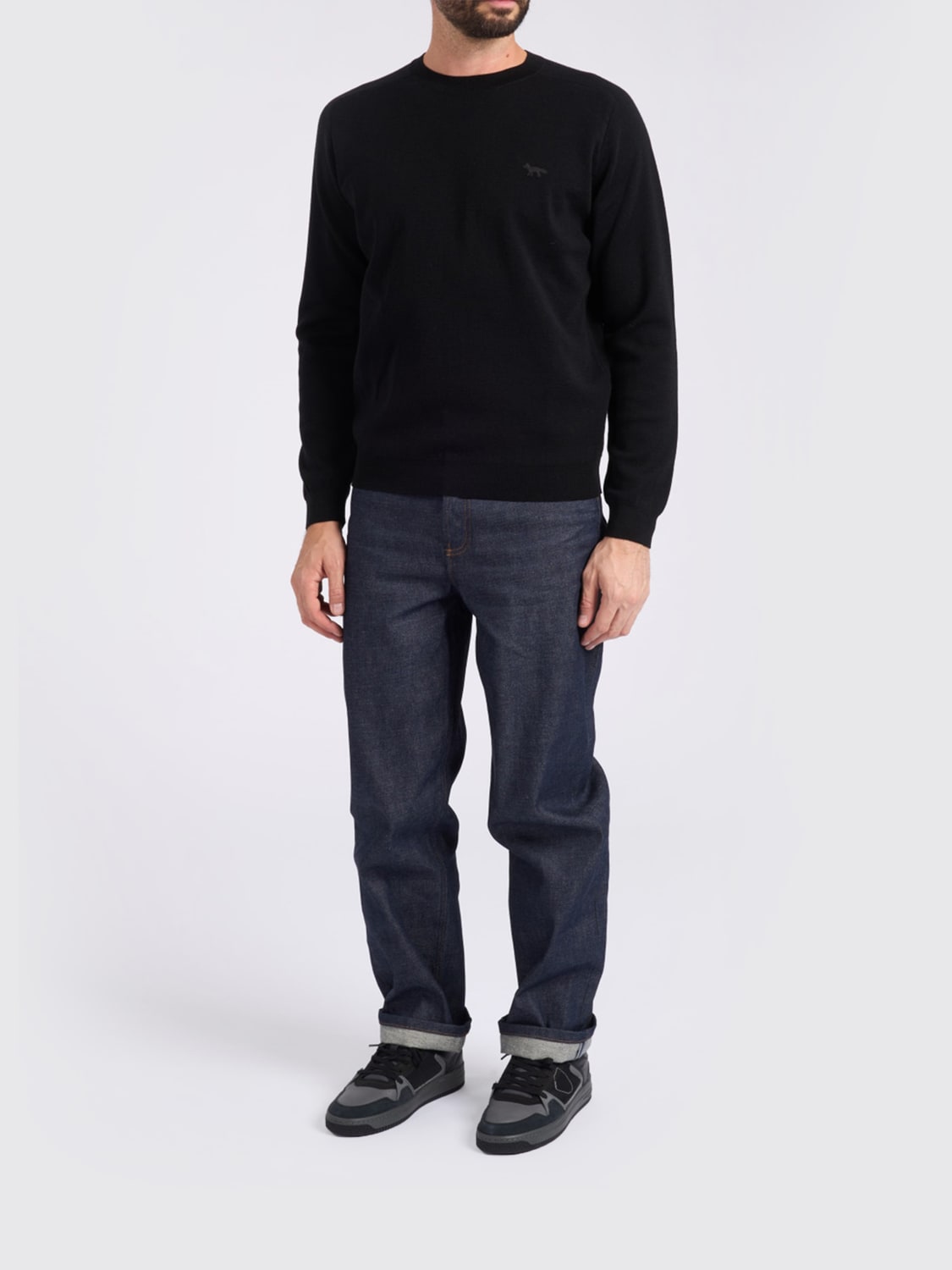 MAISON KITSUNÉ 毛衣: 卫衣 男士 Maison KitsunÉ, 黑色 - Img 2