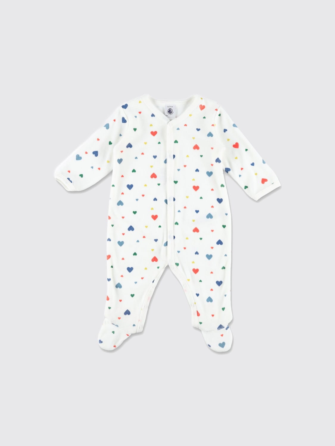 PETIT BATEAU TUTA: Tuta in cotone con cuori Petit Bateau, Rosso - Img 1