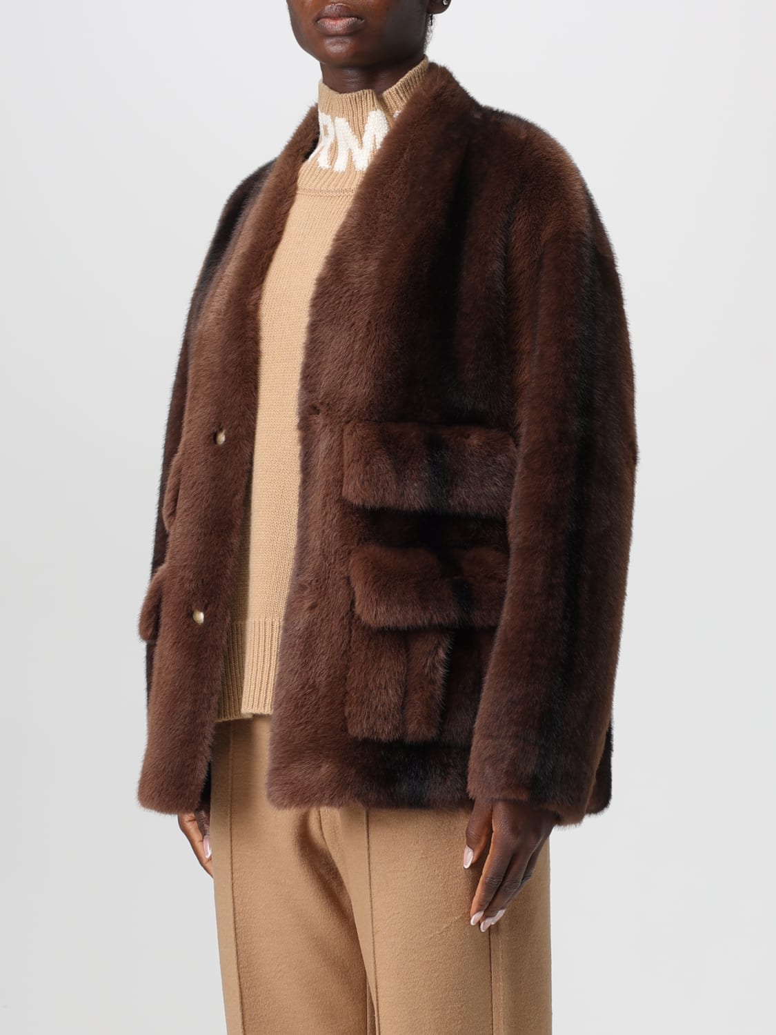 ERMANNO FIRENZE FUR COAT: Blazer woman Ermanno Firenze, Brown - Img 3