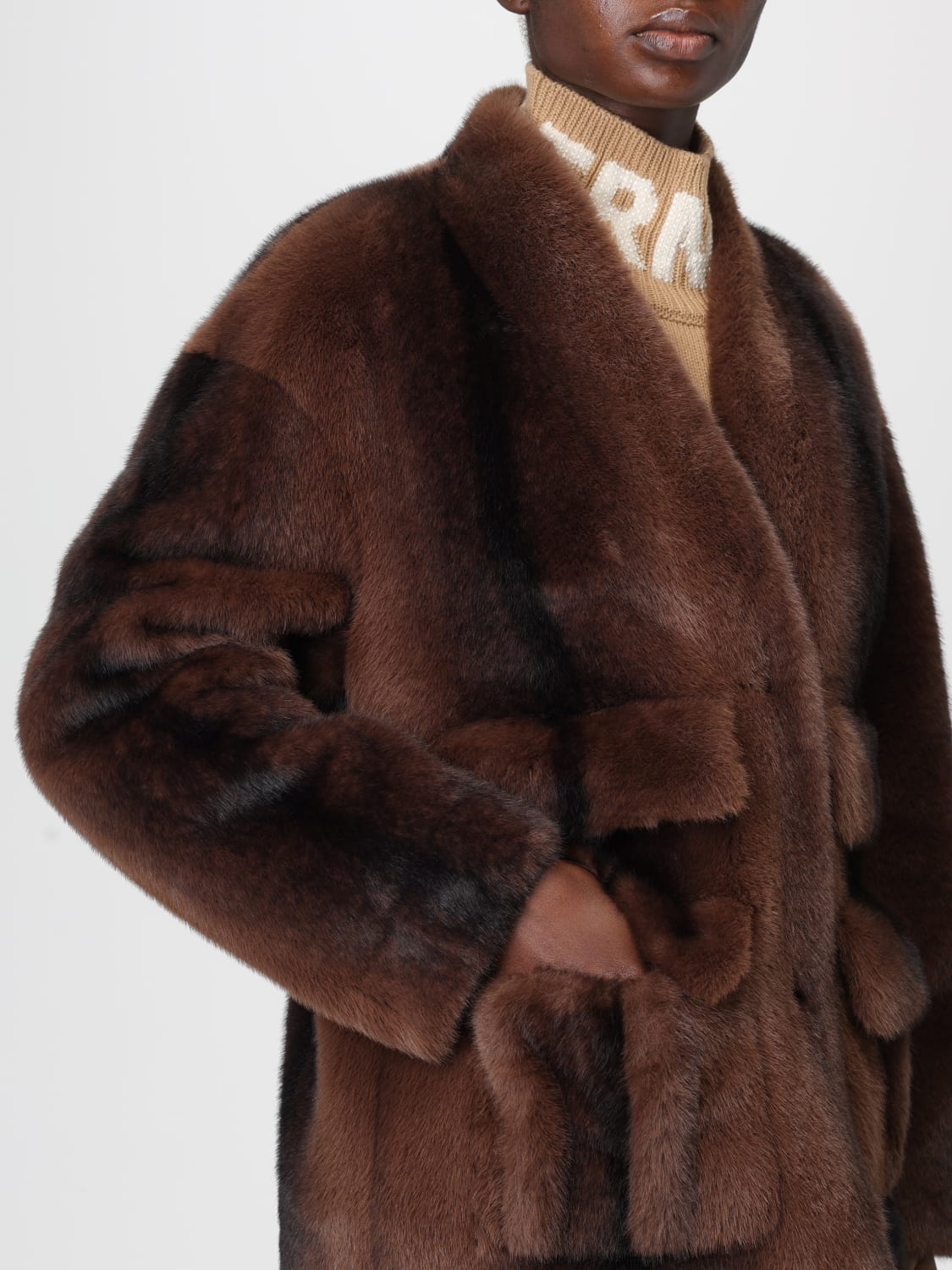 ERMANNO FIRENZE FUR COAT: Blazer woman Ermanno Firenze, Brown - Img 4