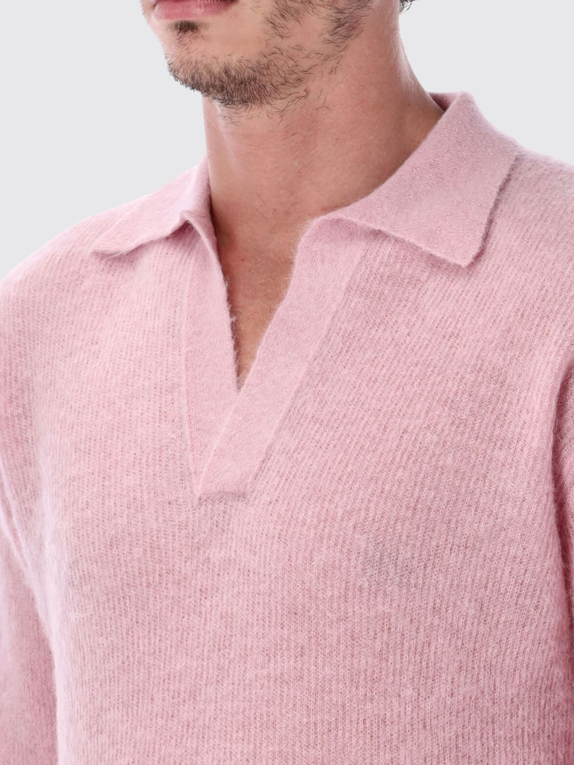 AURALEE POLO SHIRT: Sweater men Auralee, Pink - Img 3