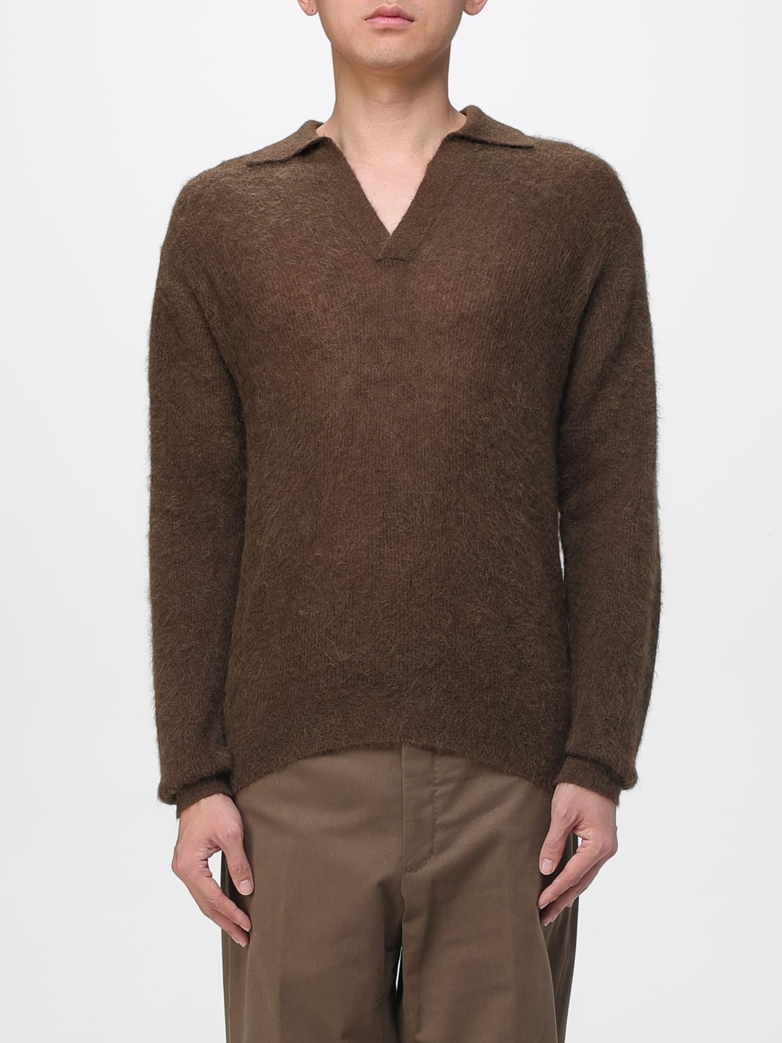 AURALEE POLO SHIRT: Sweater men Auralee, Brown - Img 1