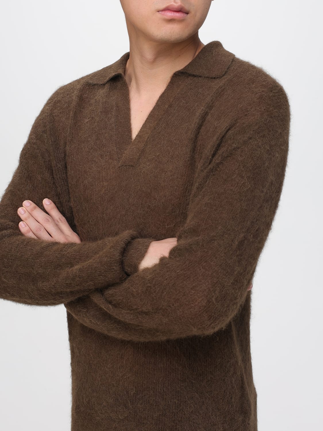 AURALEE POLO SHIRT: Sweater men Auralee, Brown - Img 3