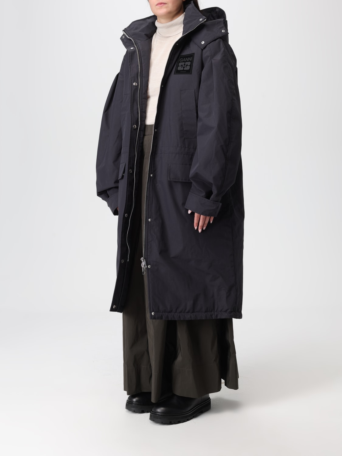 GANNI ABRIGO: Chaqueta mujer Ganni, Gris - Img 3