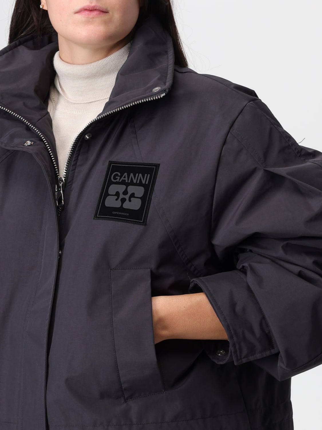 GANNI ABRIGO: Chaqueta mujer Ganni, Gris - Img 4