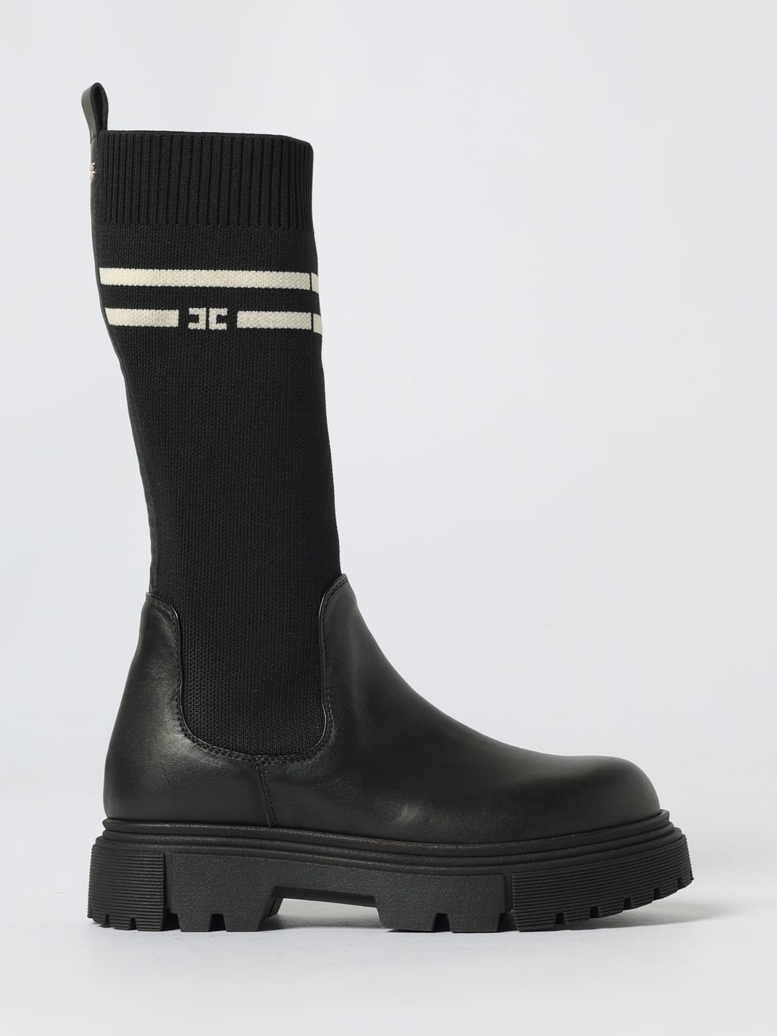 ELISABETTA FRANCHI LA MIA BAMBINA SCARPE: Stivale Elisabetta Franchi La Mia Bambina in pelle e tessuto stretch , Nero - Img 1