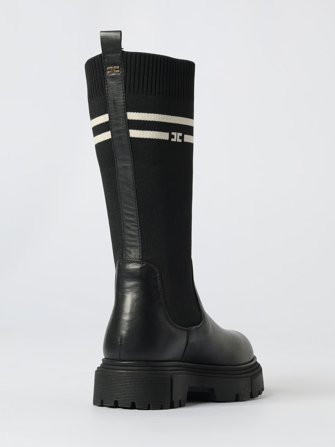 ELISABETTA FRANCHI LA MIA BAMBINA SCARPE: Stivale Elisabetta Franchi La Mia Bambina in pelle e tessuto stretch , Nero - Img 3