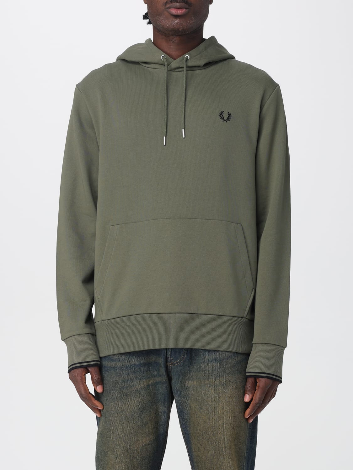FRED PERRY FELPA: Felpa Fred Perry in misto cotone , Verde - Img 1